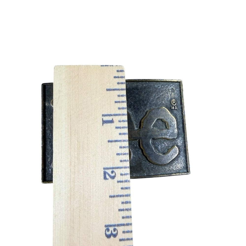 Vintage Lee Jeans Belt Buckle Brass Tone Rectangle Logo Western Workwear Mens - Picture 4 of 6